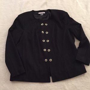 Black jacket with gold accents